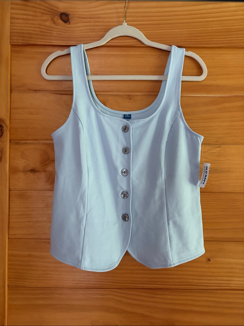 Old Navy Light Blue Button-Front Scoop Tank